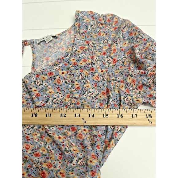 American Eagle Romper Women Blue Floral Short Sleeved‎ Lined  Size Medium - Picture 5 of 6